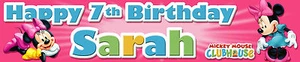 MINNIE MOUSE PERSONALISED BIRTHDAY BANNERS PACK OF TWO - Picture 1 of 1