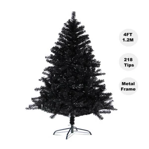 4ft/1.2M Black Christmas Tree Home Office Store Xmas Decor 218 Tips Metal Frame - Picture 1 of 5