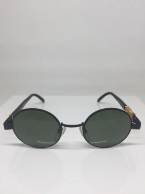 Nuevo Vintage PERSOL MOSCHINO GAFAS DE SOL MC 284 Redondo NUEVO STOCK ANTIGUO Negro y Dorado Foto 1 de 4