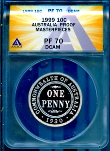 1999 10c Silver Australian One Penny PF 70 DCAM ANACS # 7874592 + Bonus - Picture 1 of 2