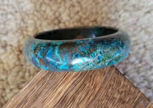 Natural Chrysocolla Gemstone Bangle Bracelet Quartz 53mm-54mm Malachite - Picture 1 of 12
