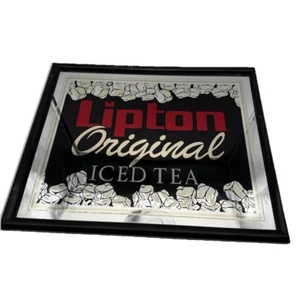 VTG Framed Mirror With Lipton Original Iced Tea In Red & Ice cubes Graphics Ad. - Picture 1 of 16