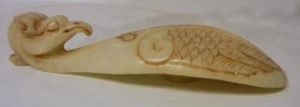 Antique Mark Chinese White Jade Phoenix Bird Well Carved Belt Buckle Hook - Picture 1 of 11