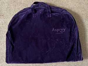 Asprey London Suit Cover, Purple Velvet, Logo embroidered, Satin Lined, Side Zip - Picture 1 of 4