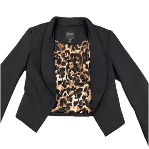 Thalia Sodi Scuba Blazer schwarz Gr. XS Langarm Leopardenmuster gefüttert NEU mit Etikett - Bild 1 von 11