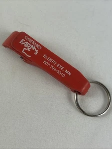 Christensen Farms Sleepy Eye MN Keychain Bottle Can Tab Opener Red 2.5” - Picture 1 of 4