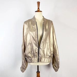 Vintage 90s y2k Finley Liquid Gold bomber jacket zip Size L/XL - Picture 1 of 7