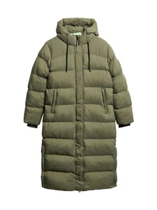 SUPERDRY RIP-STOP LONGLINE PUFFER COAT - DUSTY OLIVE GREEN GRID - SIZE:10 - Picture 1 of 8
