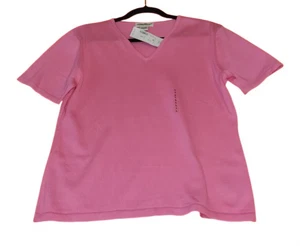 Vintage Eddie Bauer Pink Cotton V-Neck Tee Shirt Women’s L Made in Australia NWT - Picture 1 of 3