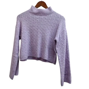 Jessica Simpson Cropped-Pullover Lavendel Zopfmuster Stehkragen Damen M / #1287 - Bild 1 von 4