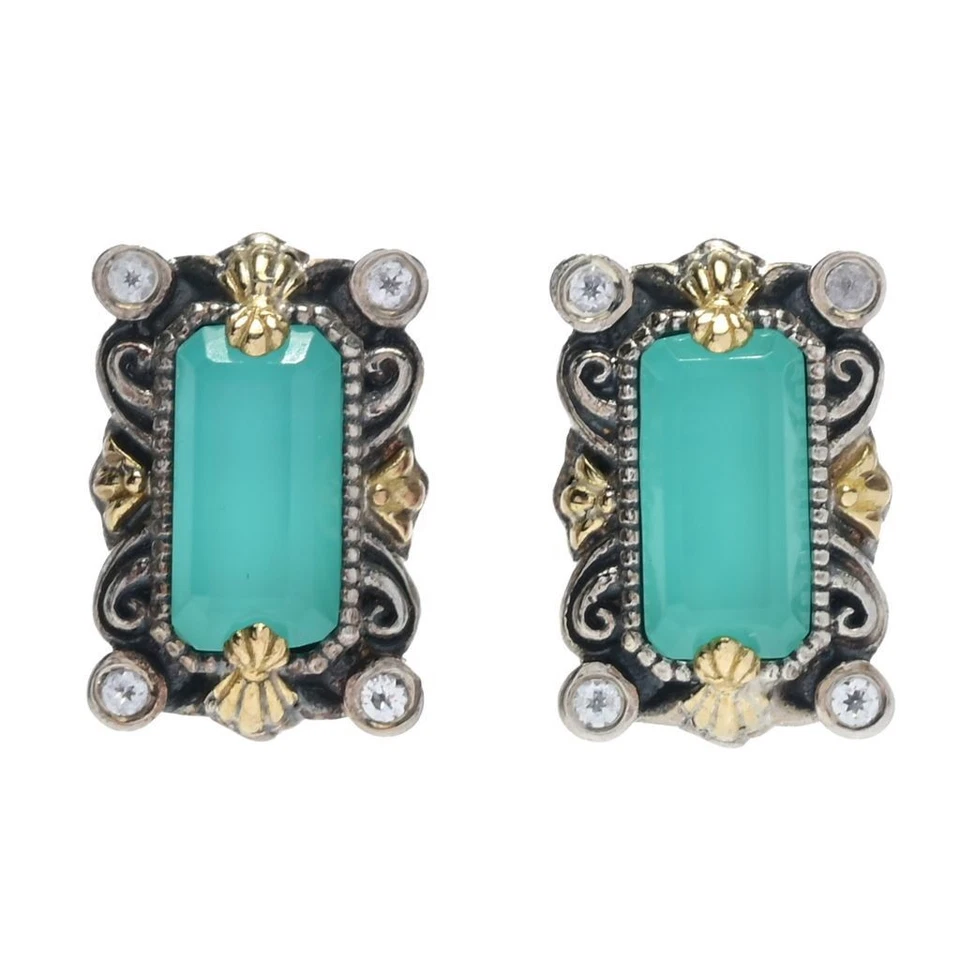 Konstantino 18K Gold Accented Chalcedony & White Topaz Stud Earrings - Image 1 of 1