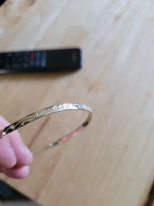 For Sale Is A Plain Sterling Silver 925 Banngle Bracelet With Some Design On... - Picture 1 of 3