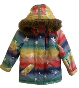 Mini Boden Rainbow Star Chaqueta Impermeable Niños’s Niños Con Capucha Parka Cremallera - Imagen 1 de 6