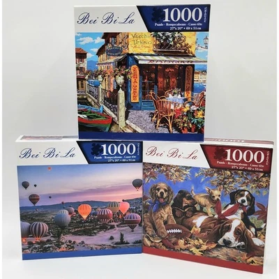 Lote de 3 1000 Piezas Rompecabezas Globos Perros Peludos Taberna Café SELLADOS Foto 1 de 2