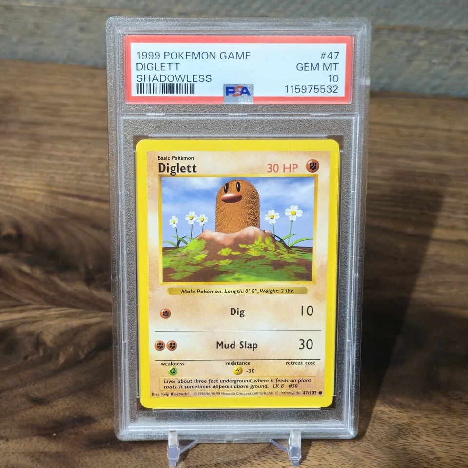 1999 Pokemon Base Set Shadowless Diglett 47/102 PSA 10 GEM MINT - Image 1 of 2