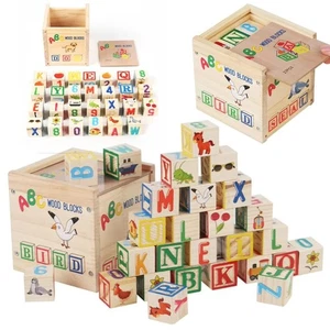 Alphabet & Number Wooden Building Blocks Number Stacking Blocks Teaching Aids - Picture 1 of 12