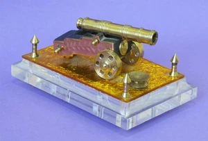Old Big USSR Brass Handmade CANNON Model Vintage Soviet Desktop - Picture 1 of 6