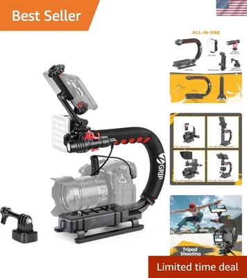 Estabilizador de cámara de mano profesional con luz de video LED y micrófono - límite de 500 g Foto 1 de 4