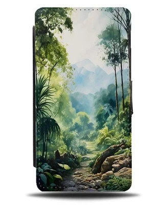 In The Jungle Watercolour Artwork Flip Wallet Case Jungles Bushes Trees DB04 - Image 1 of 3