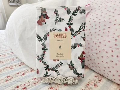 NOVO CONJUNTO DE FRONHA PADRÃO DE NATAL VALERIE & AMELIA FOREST FRIENDS 100% ALGODÃO - Imagem 1 de 2