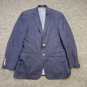 Lauren Ralph Lauren Blazer Mens 40L Navy Blue Linen Suit Jacket Lightweight Coat - Picture 1 of 17