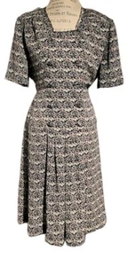 Vtg Leslie Fay Floral Shirt Dress Sz 12 Fit & Flare Elastic Waist Drop Waist - Bild 1 von 10