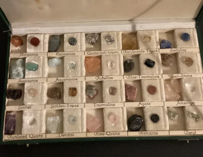 Halbedelsteine Konvolut, poliert und ungeschliffen, in Schatulle VINtAGE - Bild 1 von 3