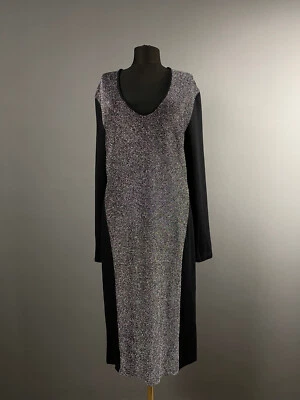 By Malene Birger Womens Black Silver Shine V-neck Pencil Jumper Dress Size XL - Image 1 of 4