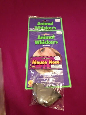 Мышь нос и 2 комплекта усов ~ новый ~ 3 костюм нос аксессуар лот - Изображение 1 из 2
