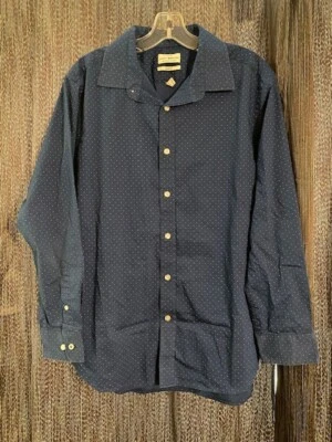 Lucky Brand Men's Size Large Slim Fit Blue w/ White Dots Long Sleeve Dress Shirt - Image 1 of 3