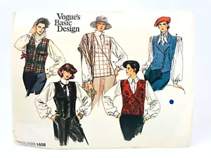 Vogue Basic Design Pattern 1608 Five Different Style Vests, Size 6, 8, 10, Uncut - Picture 1 of 2