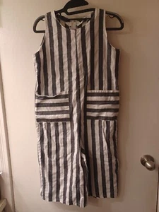 C18 Pre-owned Zara Striped Sleevless Ladies Shorts Playsuit w/Pockets Size L - Picture 1 of 5
