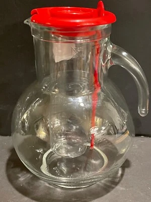 Bermioli Rocco Italian Glass Jug/Pitcher w/Ice Container/Lid Stirrer NEW - Image 1 of 4