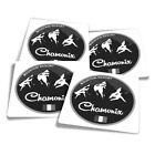 4x Square Stickers 10 cm - BW - Chamonix Ski Snowboard Resort France  #40165