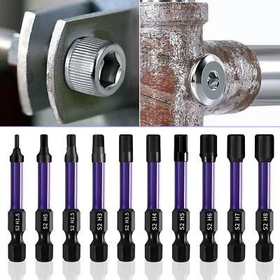 10Pcs Hex Head Allen Wrench Drill Bit Set 1/4 Inch Impact Driver Magnetic Bit UK - Image 1 of 4