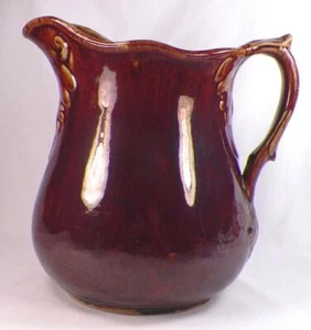 Bennington Glaze Pitcher Stoneware Large Antique A Beauty - Picture 1 of 9