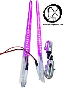 PAIR 4FT quick disconnect PINK LED light whip SXS ATV UTV 4 wheeler RZR TERYX - Bild 1 von 5