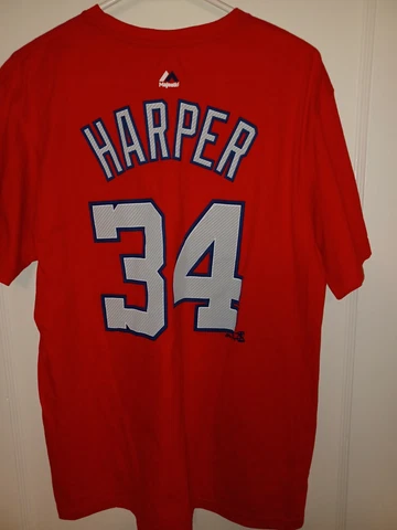 Majestic Washington Nationals T-Shirt Size L 34 Harper Cover