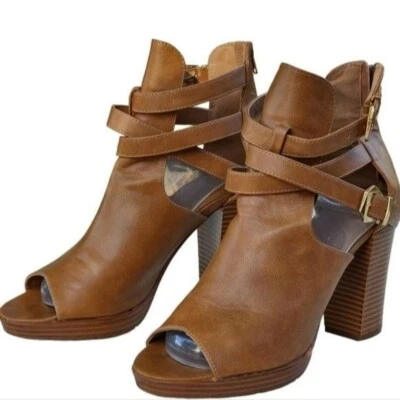 Botines Charlotte Russ punta abierta tostados talla 10 Foto 1 de 4