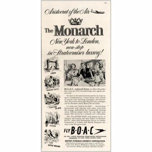 1951 BOAC: Monarch New York to London Stratocruiser Vintage Print Ad - Picture 1 of 1
