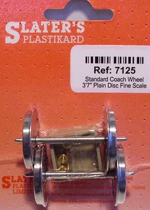 Slaters 7125 1 x Pair 3' 7" Std Plain Disc Coach Wheels & Brass Bearings 0 Gauge - Picture 1 of 10