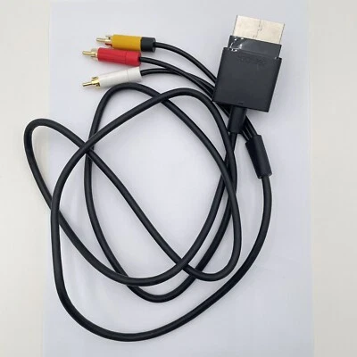 Genuine OEM Original Microsoft Black XBOX 360 Composite AV RCA Video Cable Cord - Image 1 of 4