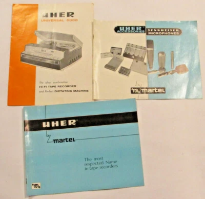 3 件复古 20 世纪 60 年代 UHER TAPE 录像机目录/目录! SENNHEISER 麦克风! 价格 — 第 1/4 张图片