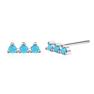 925 Sterling Silver Crystal Classic Stud Earrings Womens Girls Gift New - Picture 1 of 12