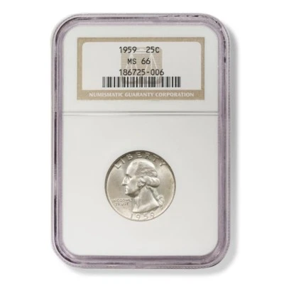 1959 U.S. Silver Washington Quarter Graded by NGC as MS-66. - Image 1 of 4