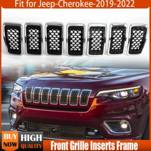 Chrome Front Bumper Kidney Mesh Grille Honeycomb For Jeep Cherokee 2019-2022 US - Bild 1 von 16
