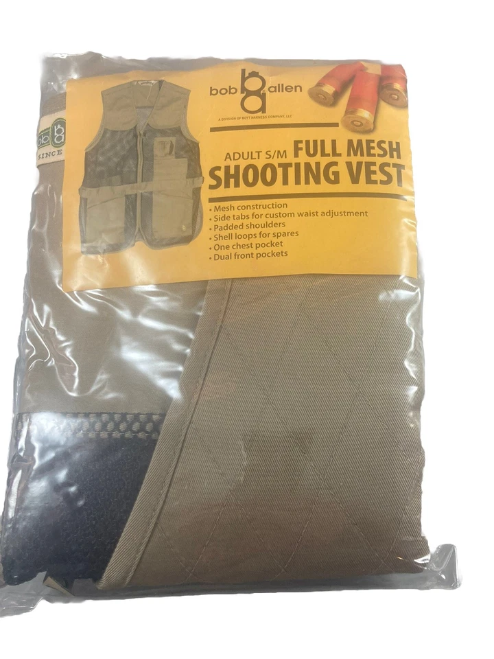 Bob Allen Shooting Vest Mens Medium S/M Brown Canvas Mesh Hunting Mesh Adult - Image 1 of 4