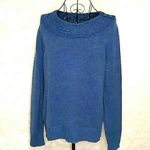 BY DESIGN Boat Neck Sweater Womens M Blue Soft Cozy Outdoors Cabincore - Picture 1 of 10