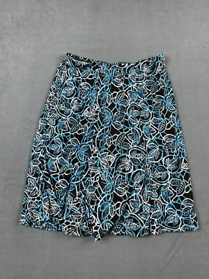 Falda Connected Petite para mujer 8P línea A acampanada patrón de hojas marrones  Foto 1 de 4