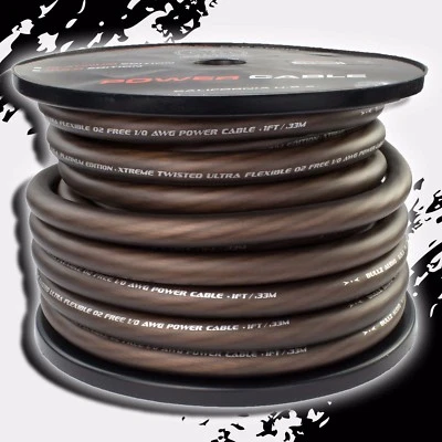BULLZ AUDIO 1/0 Gauge BLACK Power Ground Stranded Wire Car Audio Cable Sold By The Foot